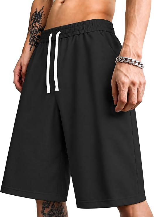 Black baggy basketball shorts for dressing like Adam Sandler