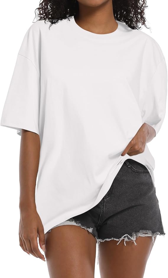 White oversized boyfriend tee for an Adam Sandler outfit for women