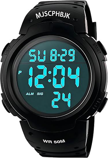 Black digital sports watch