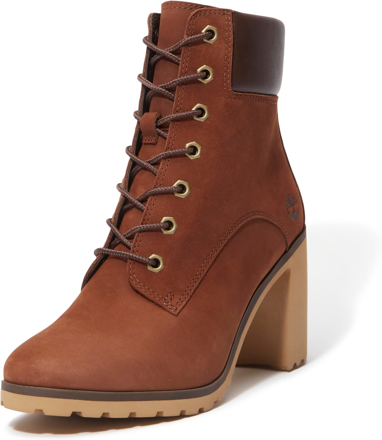 Brown Timberland lace-up heeled ankle boots for a Beth Dutton Yellowstone outfit
