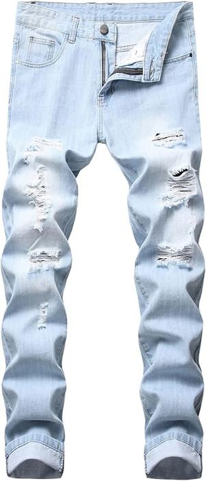 Light wash distressed jeans