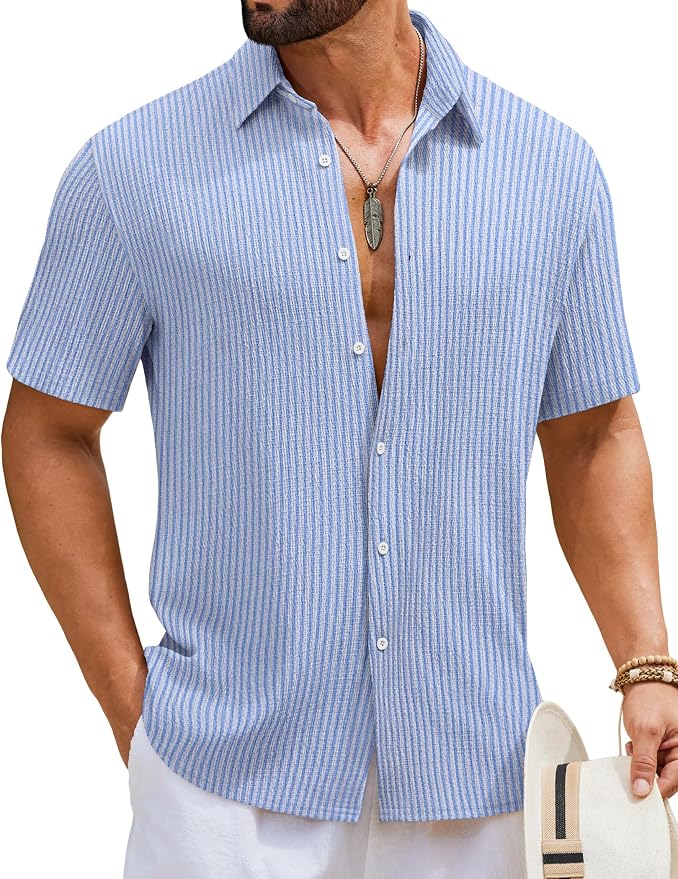 Striped button-down shirt