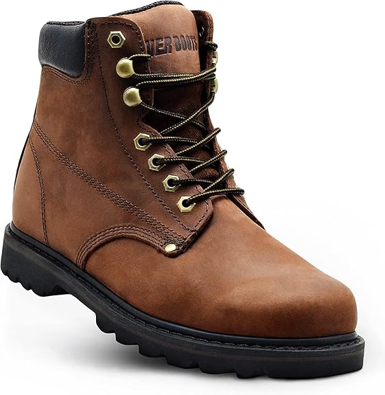 Brown leather work boots