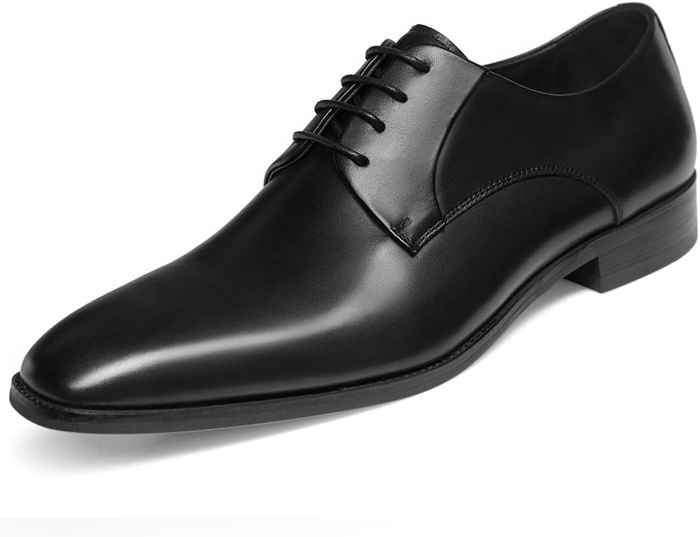 Black leather oxford lace up dress shoes for a Dwight Schrute outfit