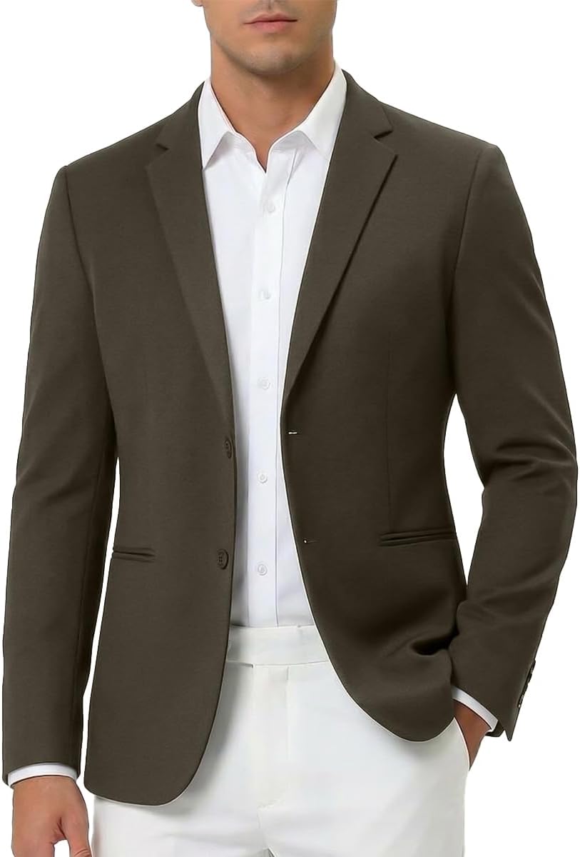 Dark olive brown slim fit suit jacket blazer for a Dwight Schrute outfit