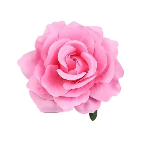 Pink rose flower hair clip