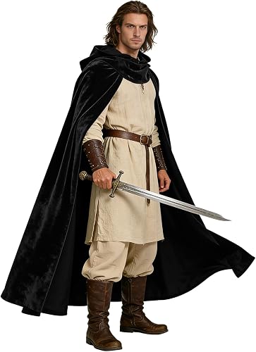 Black medieval hooded cloak, the robe for a Ghostface-inspired look