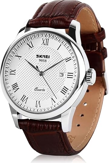 Leather band quartz watch
