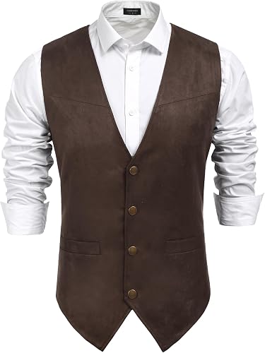 Suede cowboy-style waistcoat, Harry Beecham's signature layer