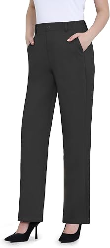 Black straight-leg dress trousers