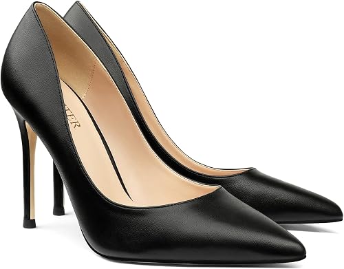 Black pointed-toe pumps