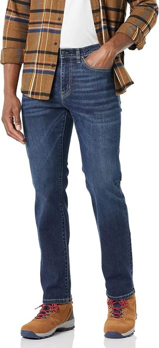 Dark wash straight leg jeans