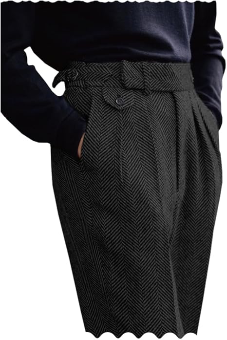 Black tailored dress trousers, part of a James Bond inspired outfit