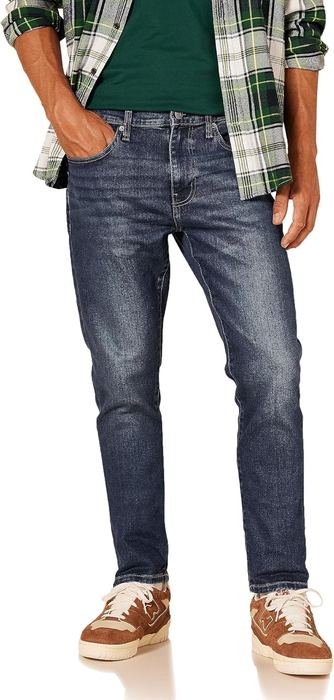 Blue straight-leg jeans