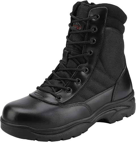 Black tactical work boots