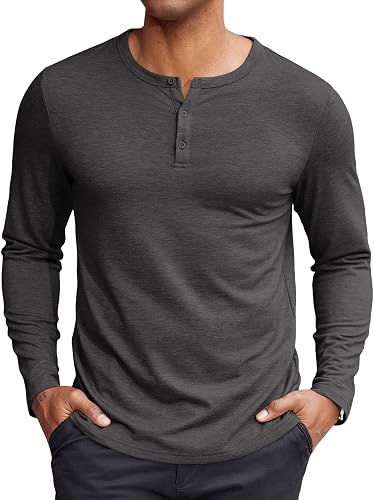 Light grey long-sleeve henley shirt