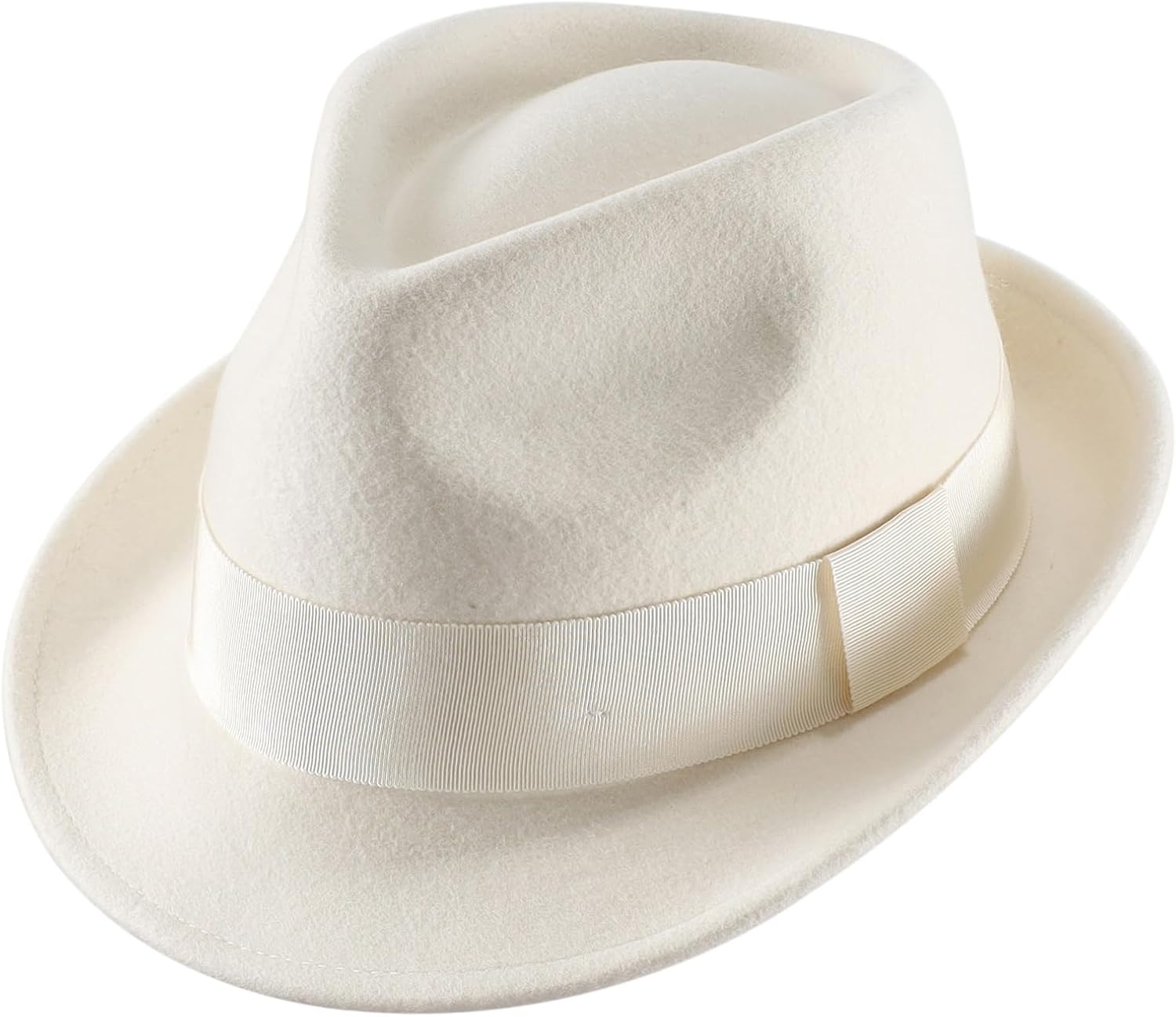 Beige wool felt short brim fedora hat for a Jay Gatsby costume