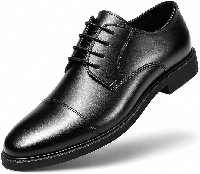 Black leather oxford dress shoes