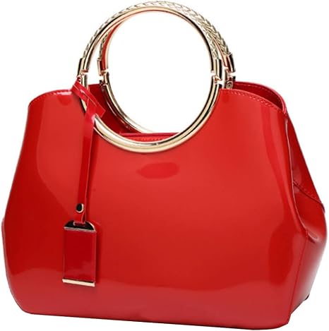 Red top handle handbag
