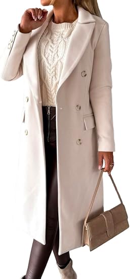 Beige long wool coat