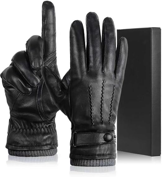 Black leather gloves