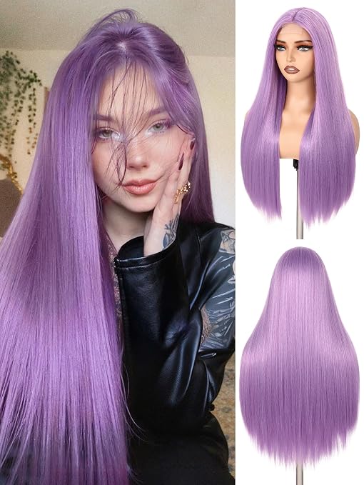 Long purple wig for a Rumi KPop Demon Hunters costume