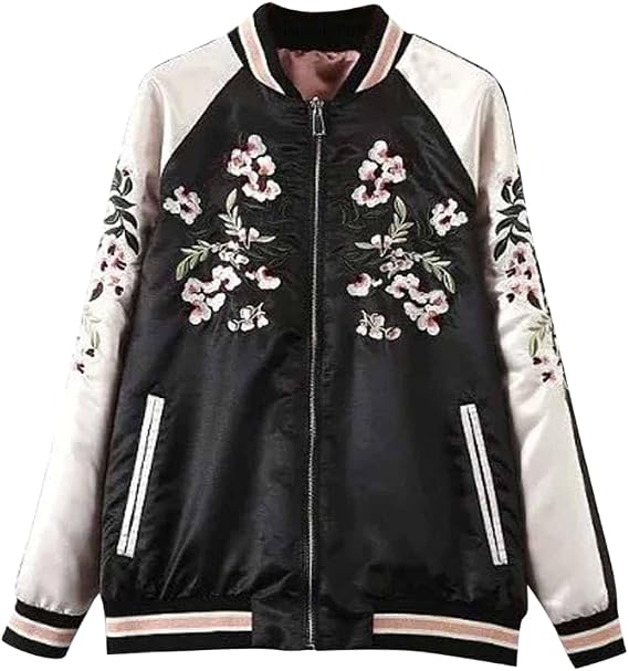 Floral phoenix embroidered bomber jacket for a Zoey KPop Demon Hunters outfit
