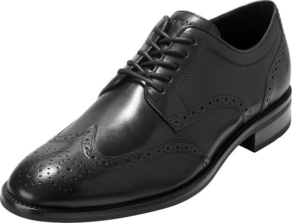 Black wingtip oxford shoes