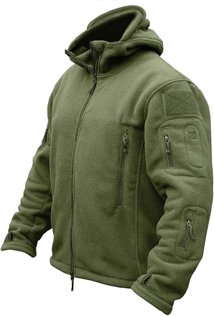 Olive tactical hooded fleece jacket