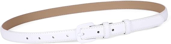 White skinny belt
