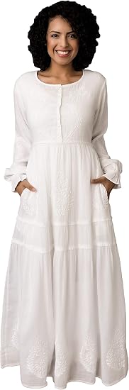 White full length long sleeve dress