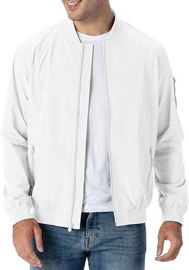 White lightweight bomber jacket