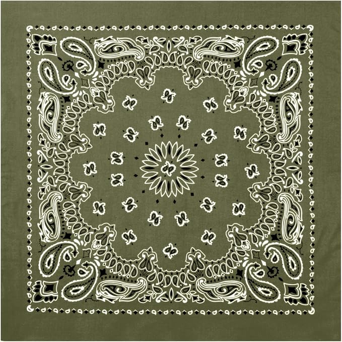 Olive drab paisley bandana