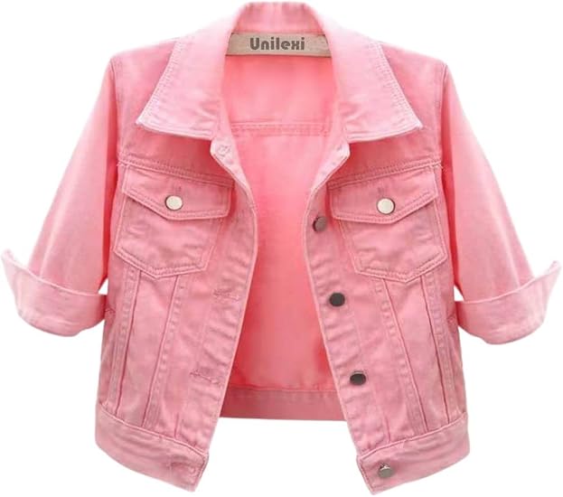 Pink cropped denim jacket for a Regina George Mean Girls outfit