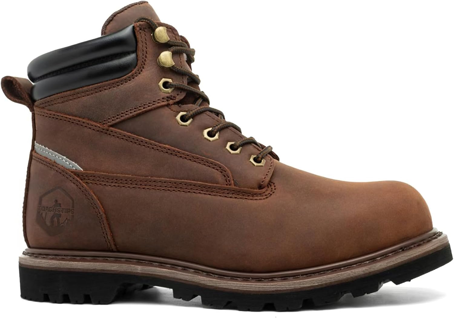 Brown leather 6 inch soft toe work boots for a Rick Grimes sheriff outfit