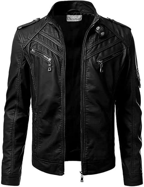 Black leather biker jacket