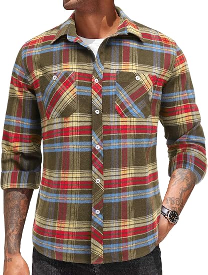 Plaid flannel button down shirt