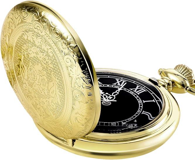 Gold pocket watch with chain