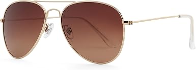 Gold metal-frame aviator sunglasses for women