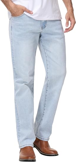 Men's relaxed fit straight leg blue jeans