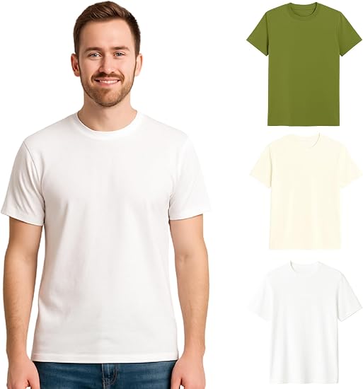 Plain white men's crew-neck cotton t-shirt
