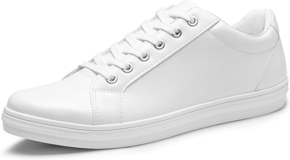 White low-top men's tennis sneakers