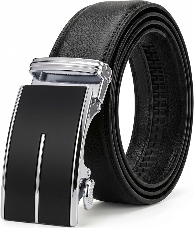 Black leather ratchet belt