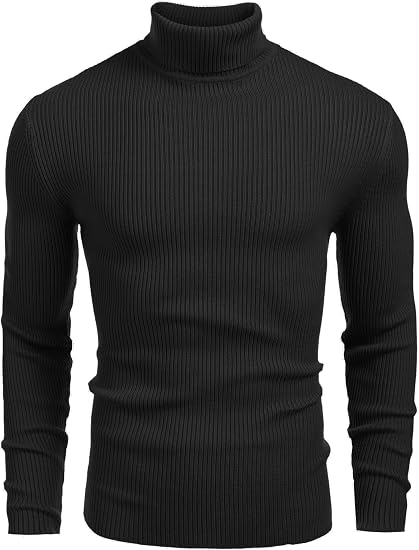 Black ribbed turtleneck sweater