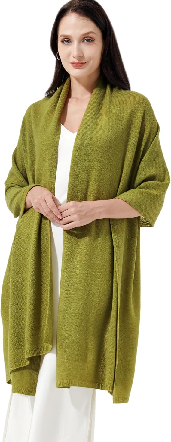 Olive cashmere wrap shawl