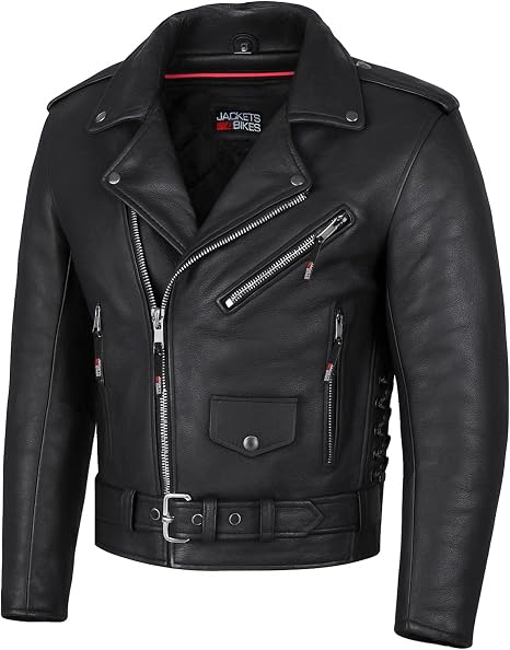 Black leather motorcycle jacket