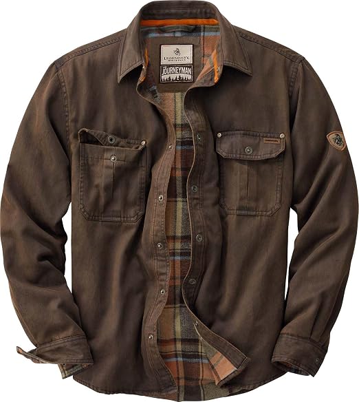 Brown waxed cotton flannel shirt jacket