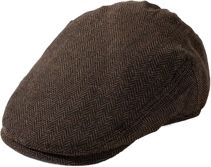 Brown tweed flat cap