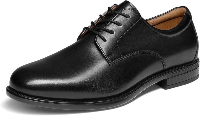 Black leather Oxford dress shoes