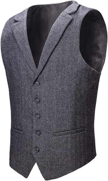 Herringbone wool waistcoat
